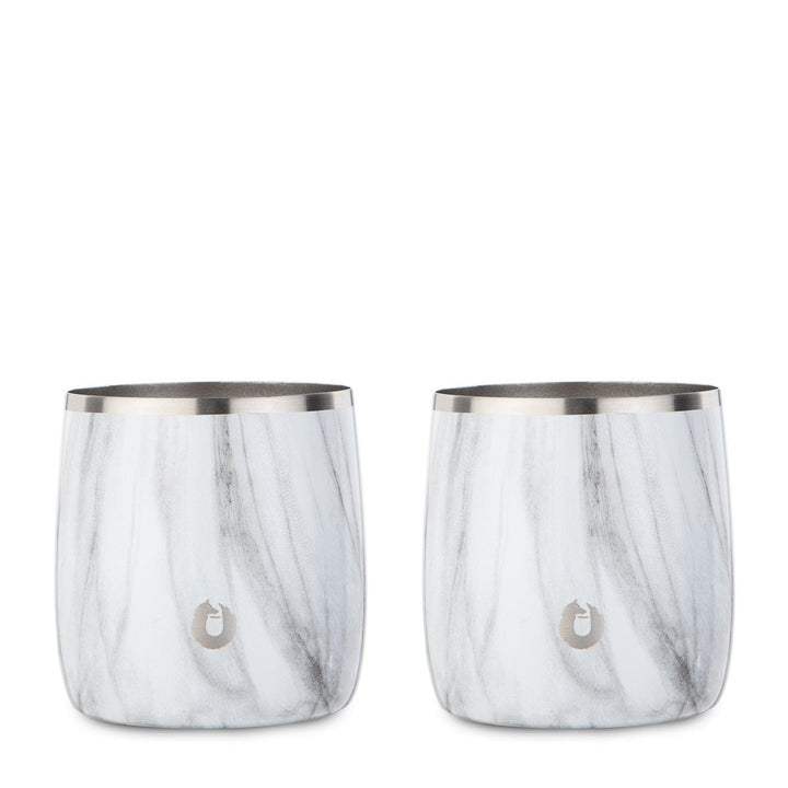 Stainless Steel Rocks Glass, Set of 2 - Marble