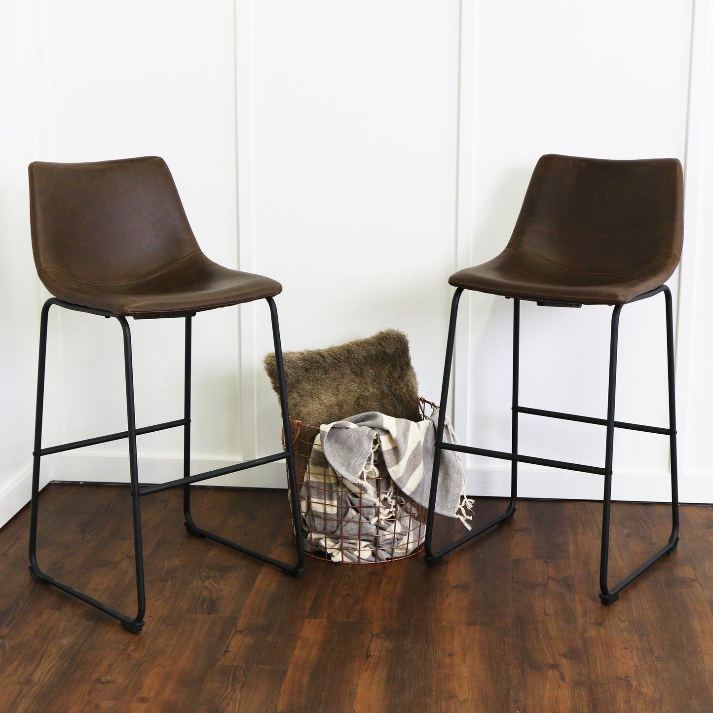 Faux Leather 2-Piece Bar Stools