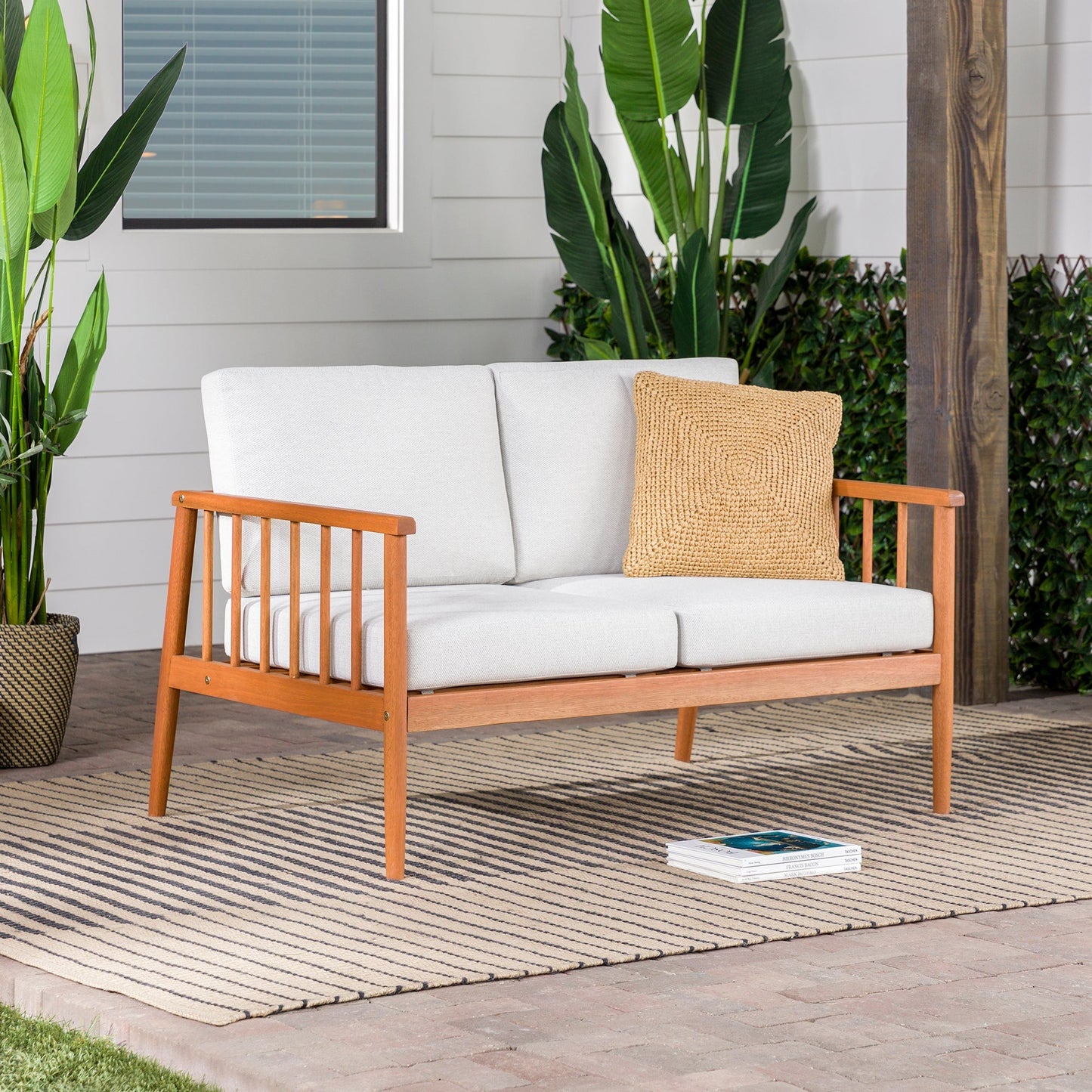 Circa Modern Solid Wood Spindle Patio Loveseat