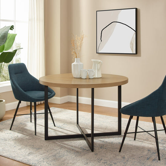 Connor 42" Metal and Wood Modern Round Dining Table