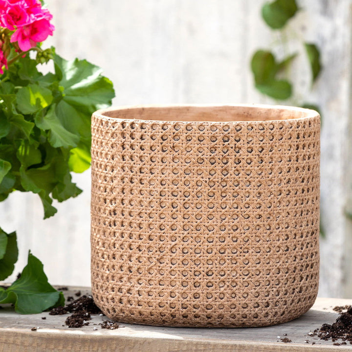 Cane Relief Pattern Cement Pot, 10.25" - Mac & Mabel