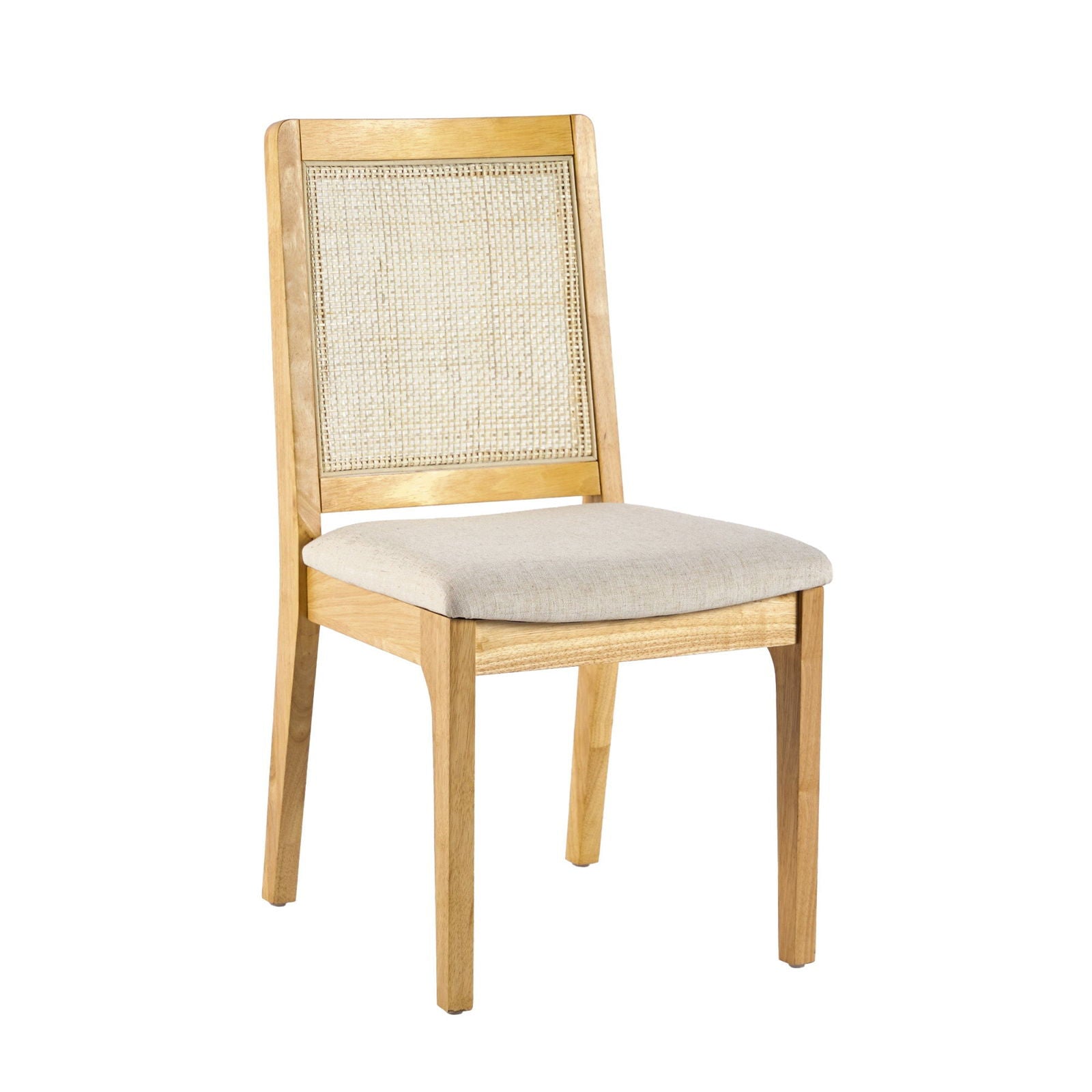 Catalina Solid Wood Dining Chair with Rattan Inset Back, Set of 2 - Mac & Mabel