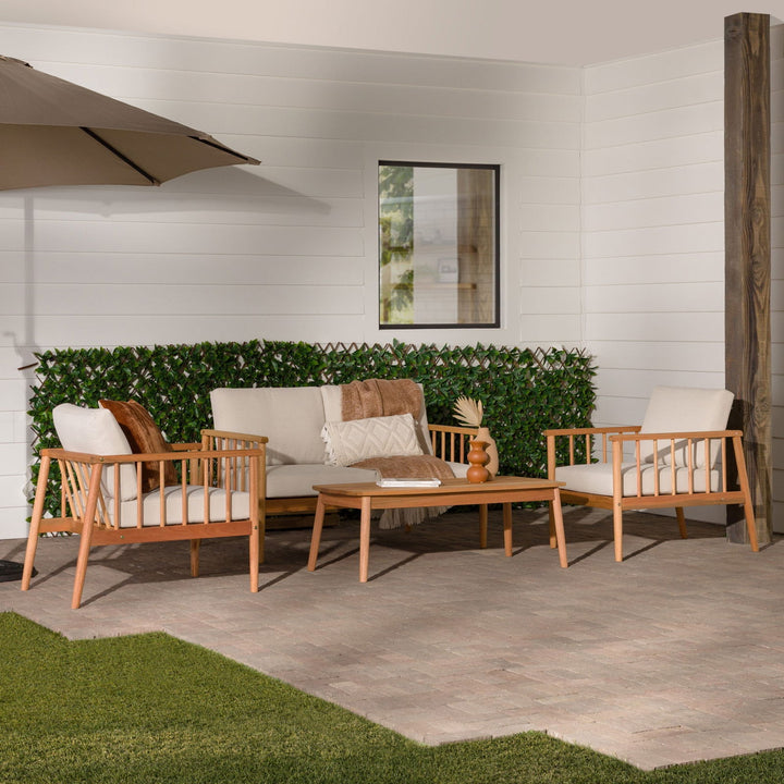 Circa Modern 4-Piece Solid Wood Spindle Patio Chat Set - Mac & Mabel