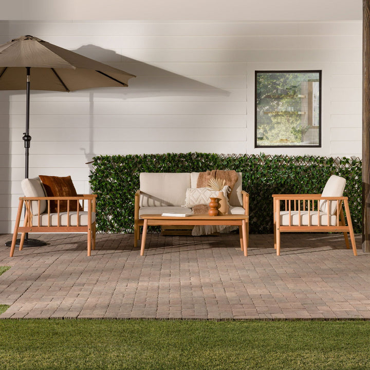 Circa Modern 4-Piece Solid Wood Spindle Patio Chat Set - Mac & Mabel