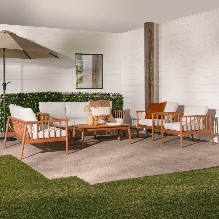 Circa Modern 5-Piece Solid Wood Spindle Patio Chat Set - Mac & Mabel