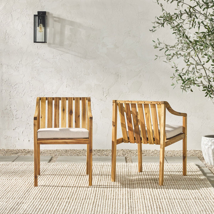 Cologne 2-Piece Modern Solid Wood Outdoor Dining Chair Set - Mac & Mabel