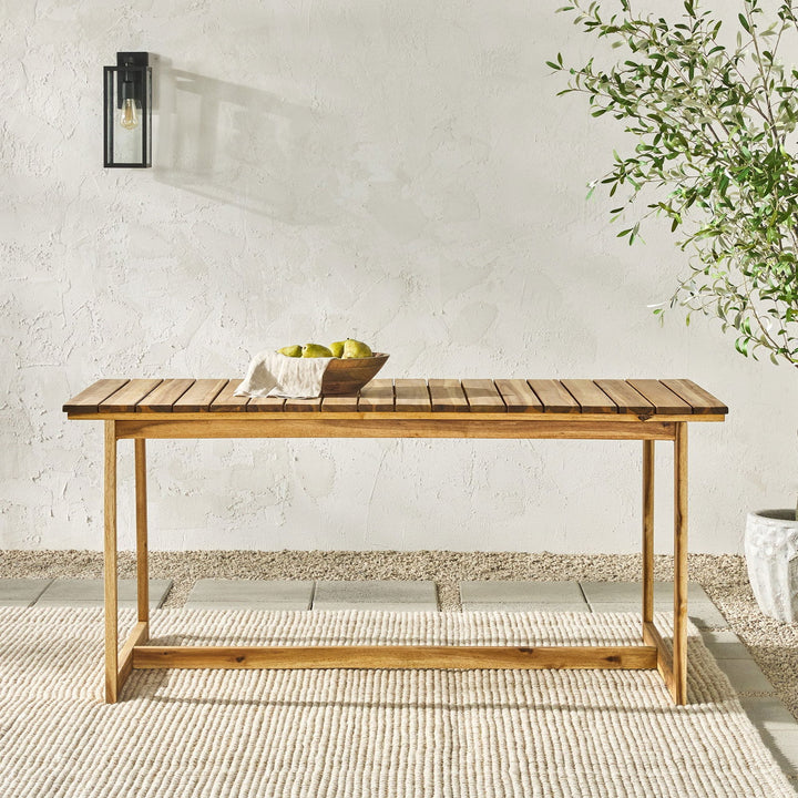 Cologne Modern Solid Wood Slat-Top Outdoor Dining Table - Mac & Mabel