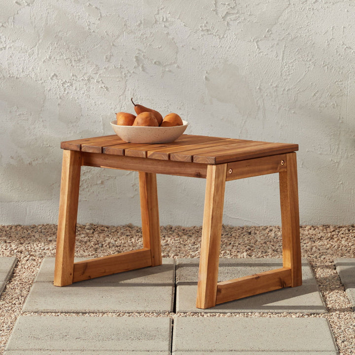 Cologne Modern Solid Wood Slat-Top Outdoor Square Side Table - Mac & Mabel