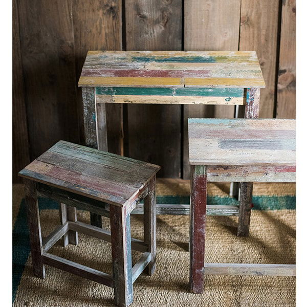 Colorful Solidwood Plant Stand Side Table - Mac & Mabel