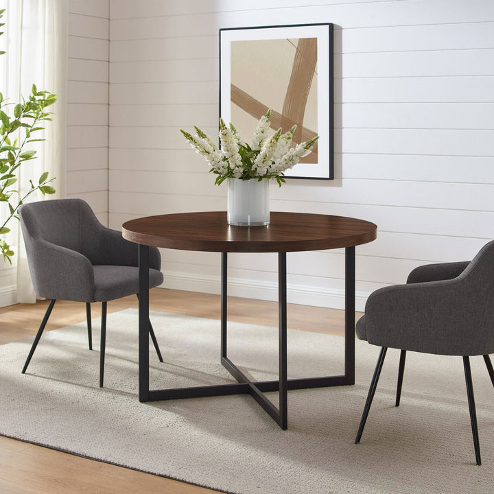 Connor 42" Metal and Wood Modern Round Dining Table - Mac & Mabel