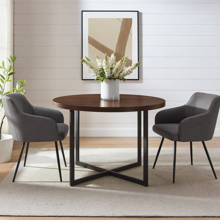 Connor 42" Metal and Wood Modern Round Dining Table - Mac & Mabel