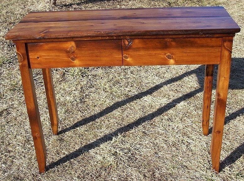 Console Table With Drawers, Wooden Writing Desk, Solid Wood Desk, Nostalgic Decor, Vintage Style Desk, Reclaimed Wooden Table, Side Table - Mac & Mabel