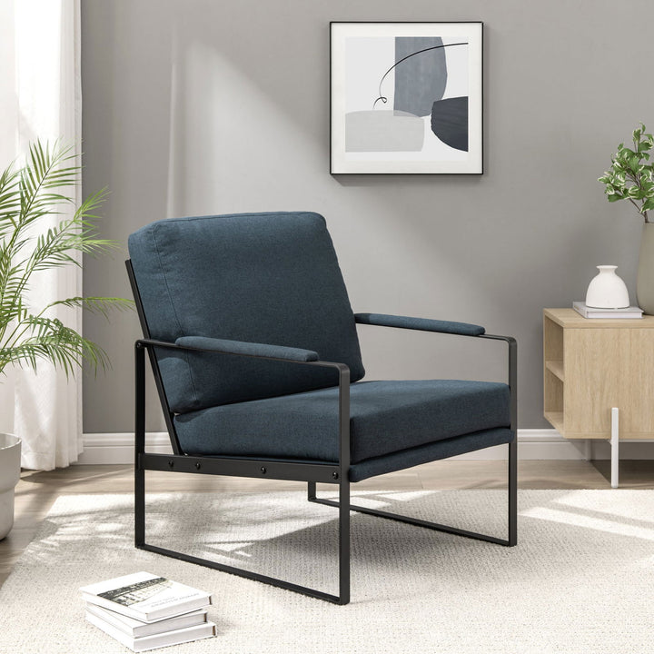 Contemporary Square Metal Frame Accent Chair - Mac & Mabel