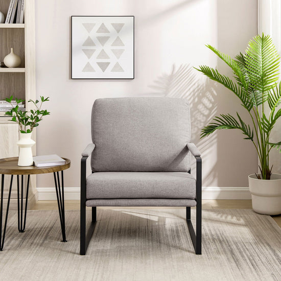 Contemporary Square Metal Frame Accent Chair - Mac & Mabel