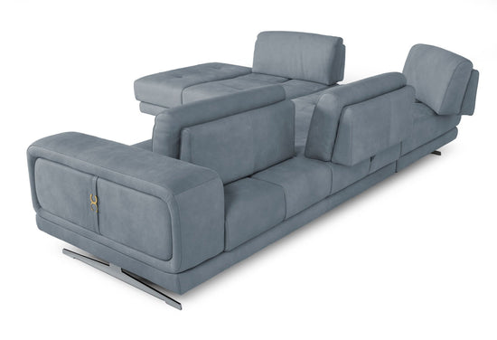 Coronelli Collezioni Mood - Contemporary Blue Leather Left Facing Sectional Sofa - Mac & Mabel