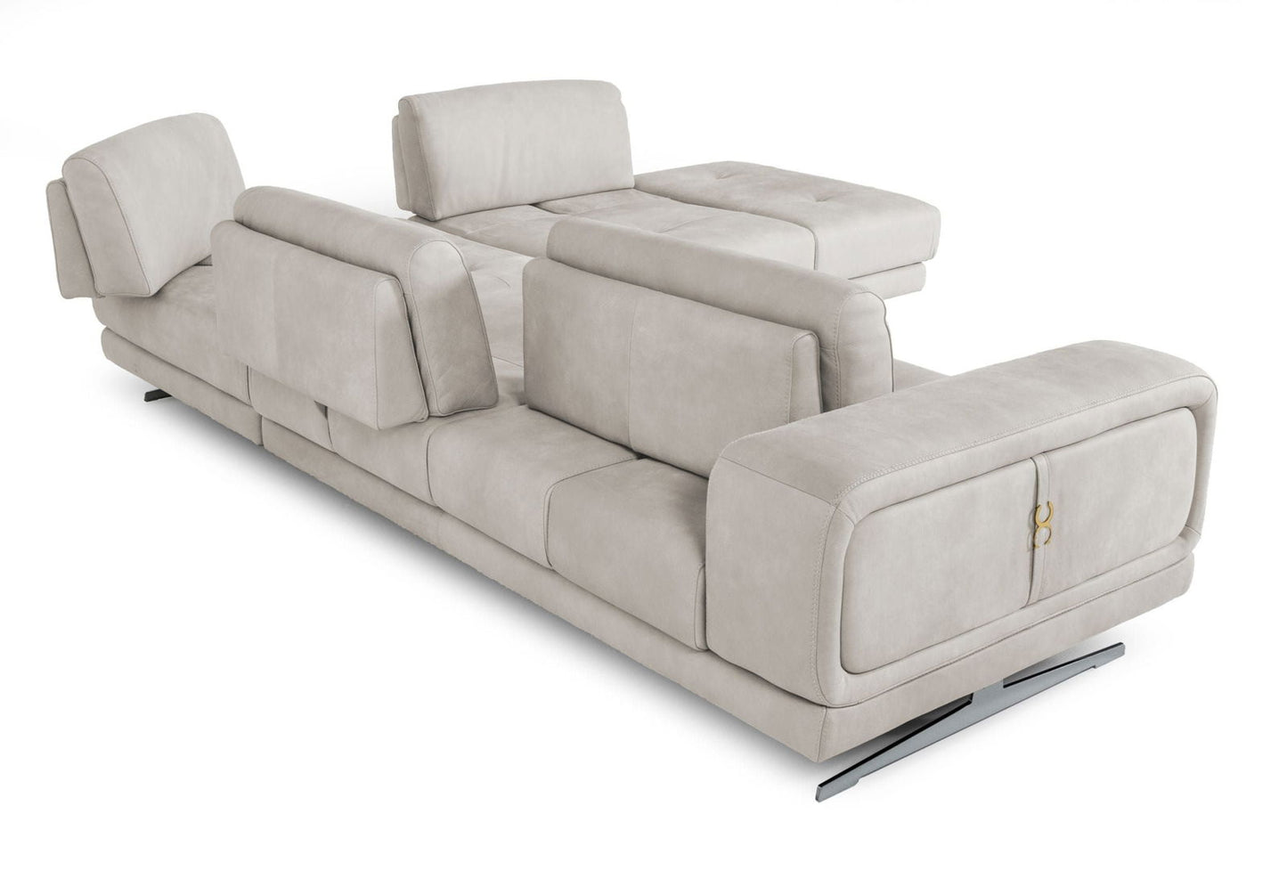 Coronelli Collezioni Mood - Contemporary Light Grey Leather Right Facing Sectional Sofa - Mac & Mabel