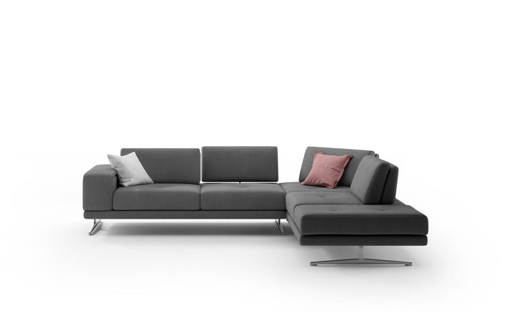 Coronelli Collezioni Mood - Italian Grey Leather Right Facing Sectional Sofa - Mac & Mabel