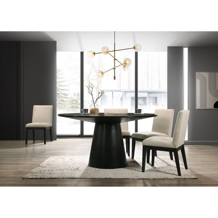 Cove Round Dining Table, Vintage Black - Mac & Mabel