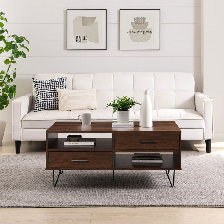 Croft 42" 2-Drawer Coffee Table with Hairpin Legs - Mac & Mabel
