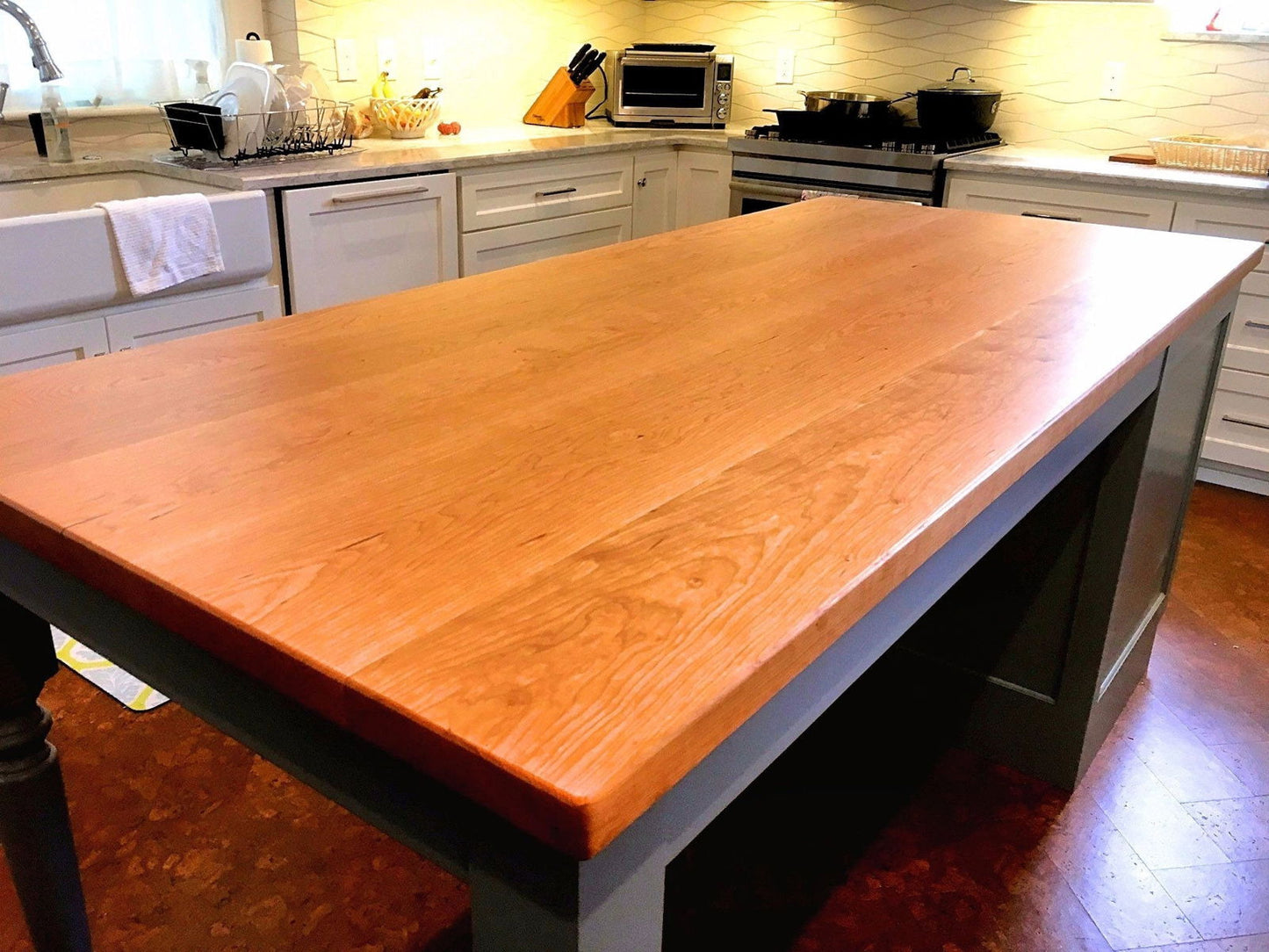 Custom Cherry Wood Plank Countertops Created With YOUR Dimensions - Butcher Block Table, Kitchen Island - Mac & Mabel