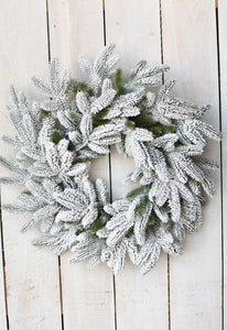 24" Faux Snowed Pine Wreath