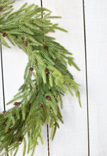 Load image into Gallery viewer, Pine Wreath with Pinecones, 24&quot;

