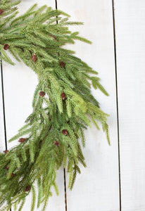 Pine Wreath with Pinecones, 24"