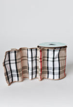 Load image into Gallery viewer, 4&quot; x 10yd Tan Plaid Ribbon
