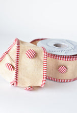 Load image into Gallery viewer, 2.5&quot; x 5yd Red &amp; White Button Ribbon
