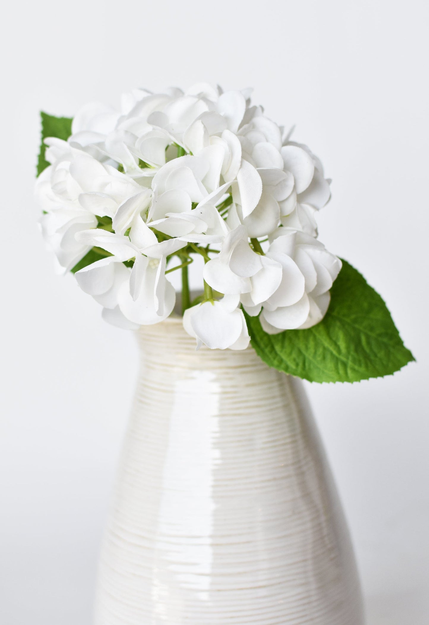 Hydrangea Stem, 13", White, Real Touch