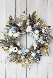 30" Faux Winter Blues Wreath