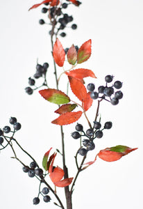 34" Faux Blue Berry w/ Red Foliage Stem