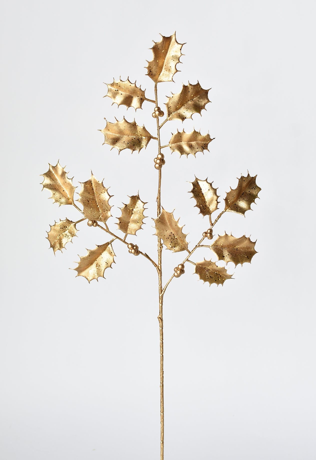 Metallic Holly Leaf Stem, 25.5", Gold
