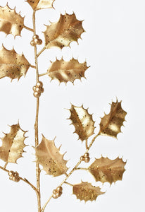 25.5" Faux Metallic Gold Holly Leaf Stem