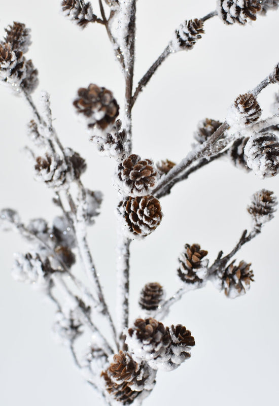 Snowed Pinecone Spray Stem, 31.5"