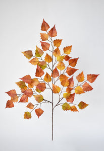 26" Faux Birch Leaf Stem Red / Orange / Yellow