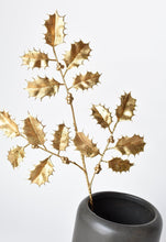 Load image into Gallery viewer, 25.5&quot; Faux Metallic Gold Holly Leaf Stem
