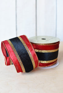 4" x 10yd Red & Black Striped Ribbon