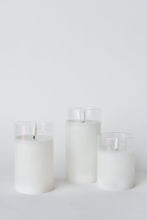 Load image into Gallery viewer, Set of 3 LED Flickering Candles in Glass Vase
