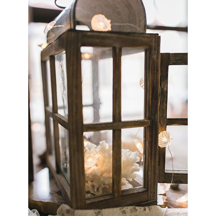Decorative Table Lantern Wooden Glass Lantern - Mac & Mabel