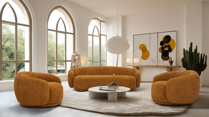 Divani Casa Andrew - Modern Orange Fabric Sofa - Mac & Mabel