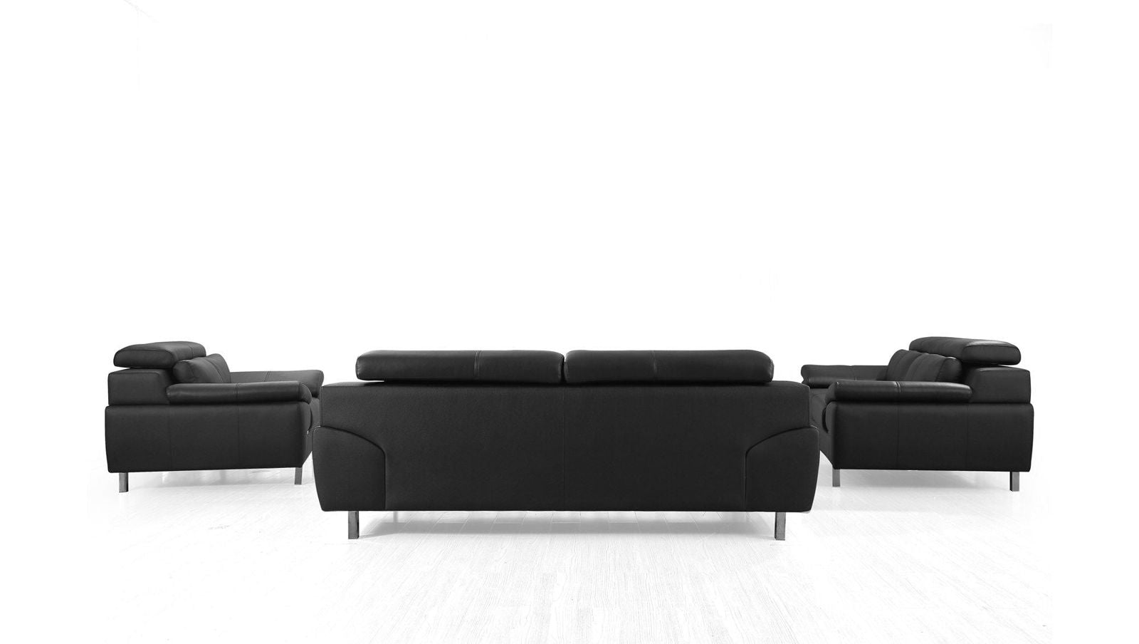 Divani Casa Grange - Modern Black Leather Sofa Set - Mac & Mabel