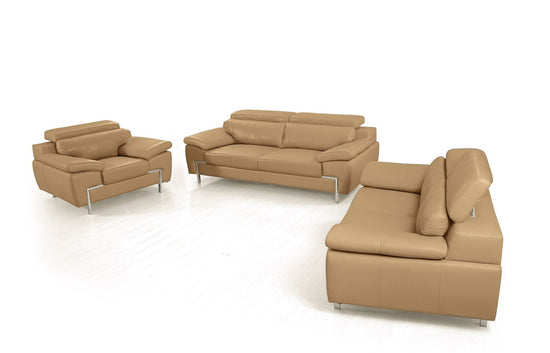 Divani Casa Grange - Modern Camel Leather Sofa Set - Mac & Mabel