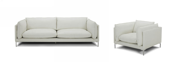 Divani Casa Harvest - Modern White Full Leather Sofa Set - Mac & Mabel