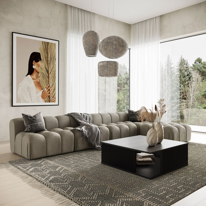 Divani Casa Juniper - Modern Grey Fabric Modular Armless Seat - Mac & Mabel