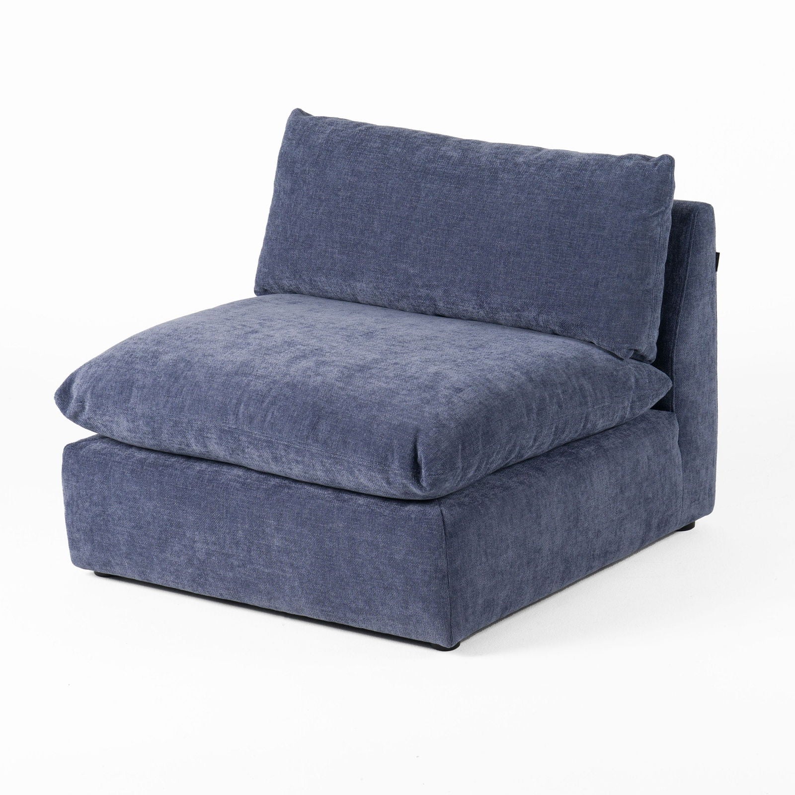 Divani Casa Kinsey - Modern Blue Fabric Modular Armless Seat - Mac & Mabel
