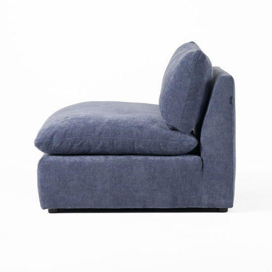 Divani Casa Kinsey - Modern Blue Fabric Modular Armless Seat - Mac & Mabel