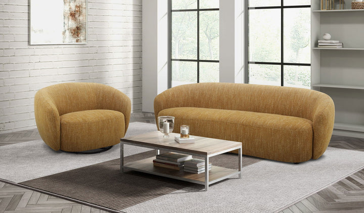 Divani Casa Norris - Modern Mustard Fabric Sofa - Mac & Mabel