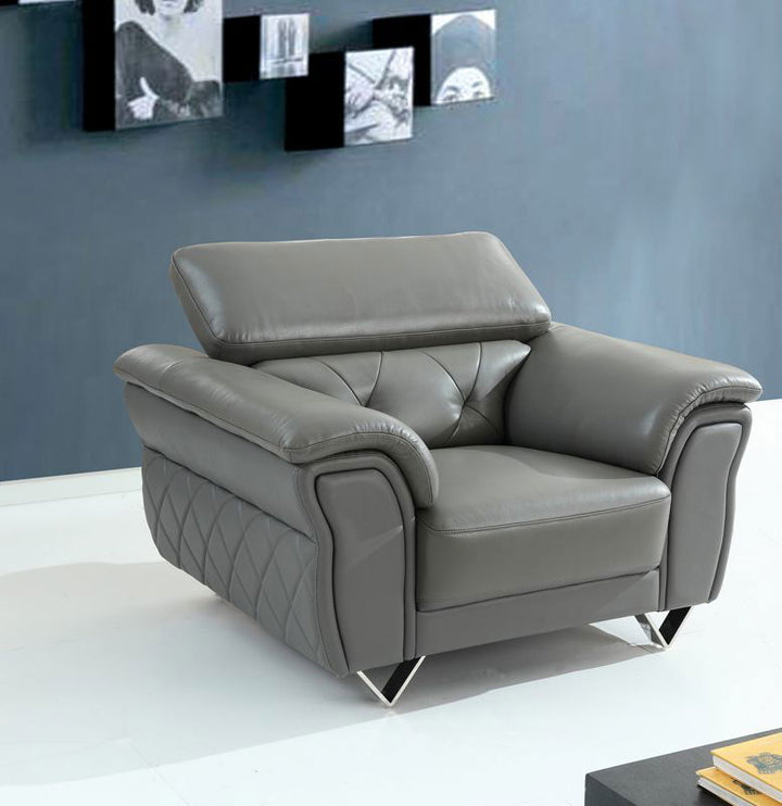 Divani Casa Perry Modern Grey Leather Sofa Set - Mac & Mabel