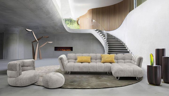 Divani Casa Shay - Modern Grey Fabric Accent Chair + Ottoman - Mac & Mabel